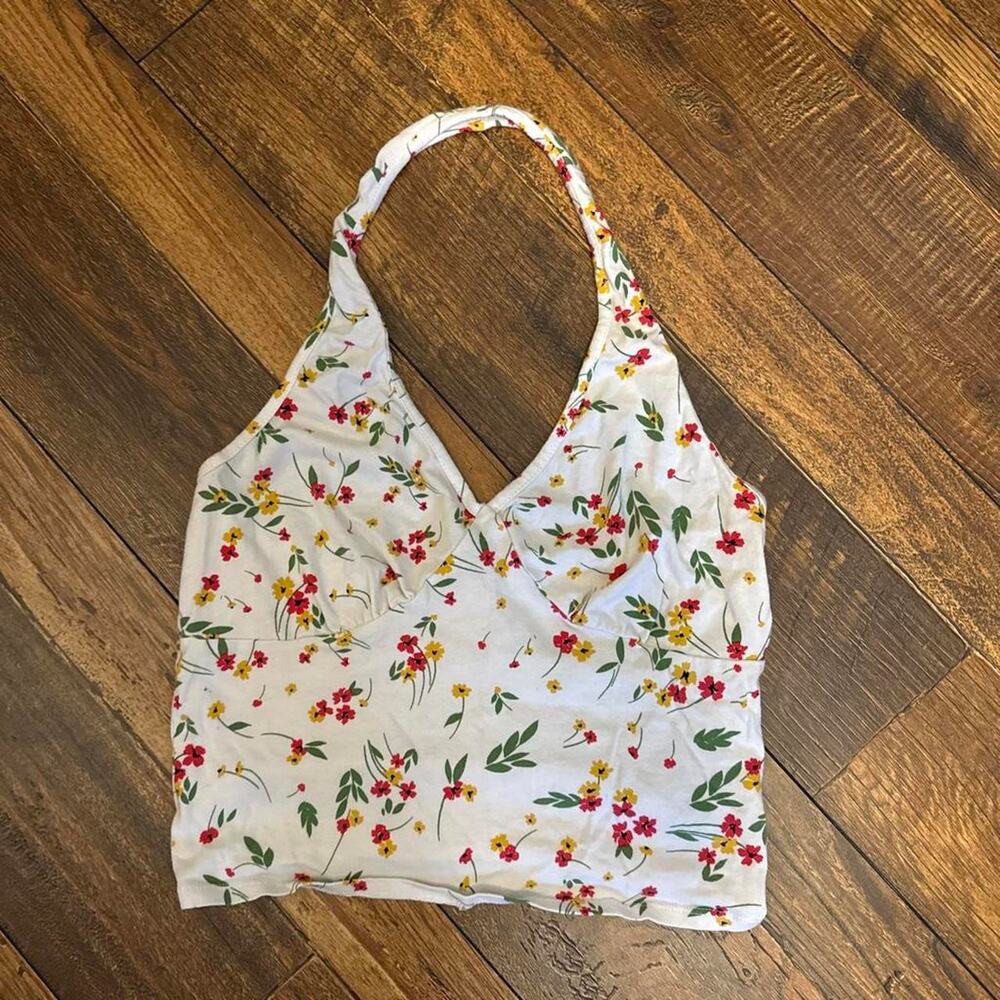 White Halter Crop Top (size L)
